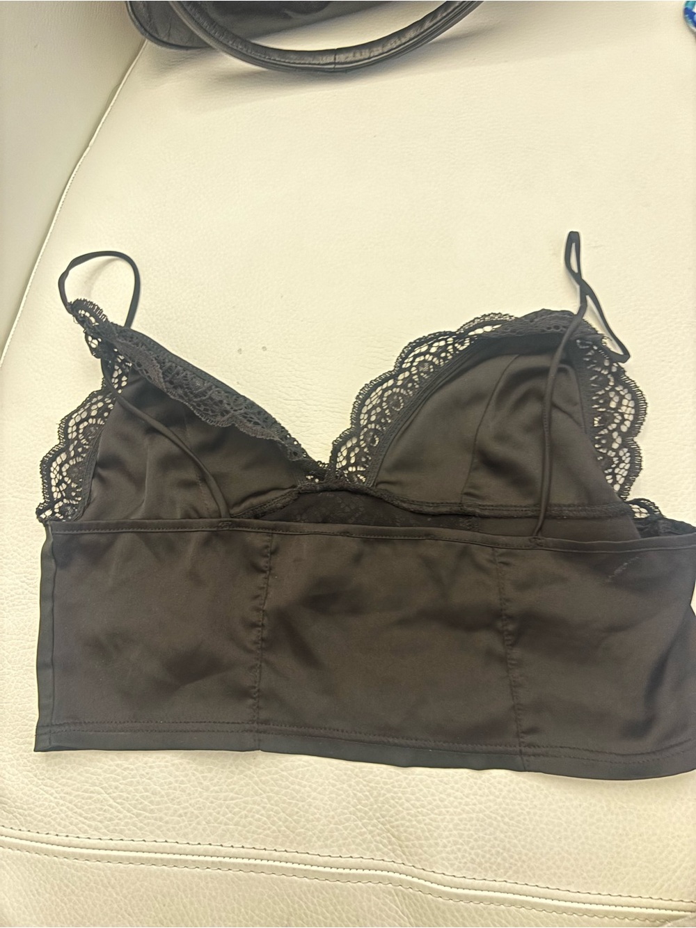 Zara Black Satin Lace Bralette - Picture 2 of 3